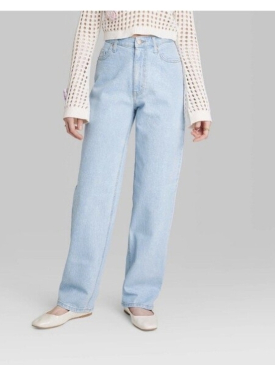 wild fable Denim - Wild Fable Women's 90's Relaxed Straight Low Stretch Glitter Light Wash SIZE 00